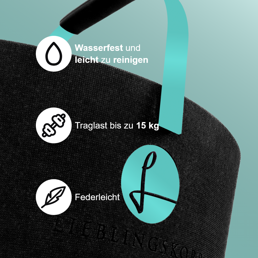 Lieblingskorb in Türkis Grey, stylischer Alltagskorb für Einkäufe und Aufbewahrung