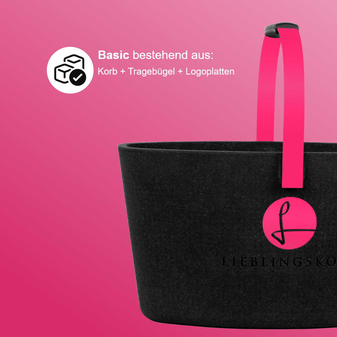 Lieblingskorb in kräftigem Magenta, auffälliger Style trifft Funktion