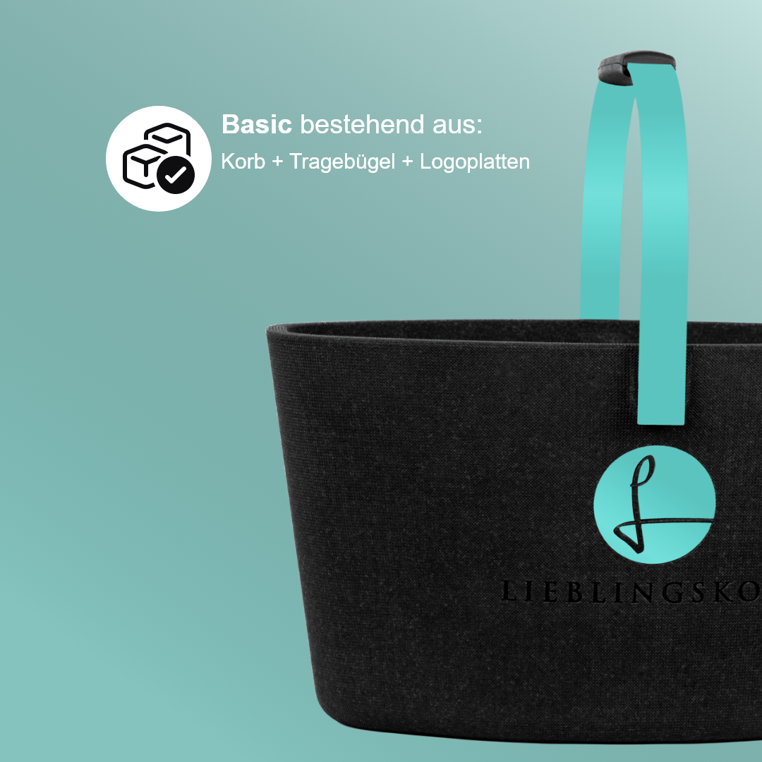 Lieblingskorb in Türkis Grey, stylischer Alltagskorb für Einkäufe und Aufbewahrung