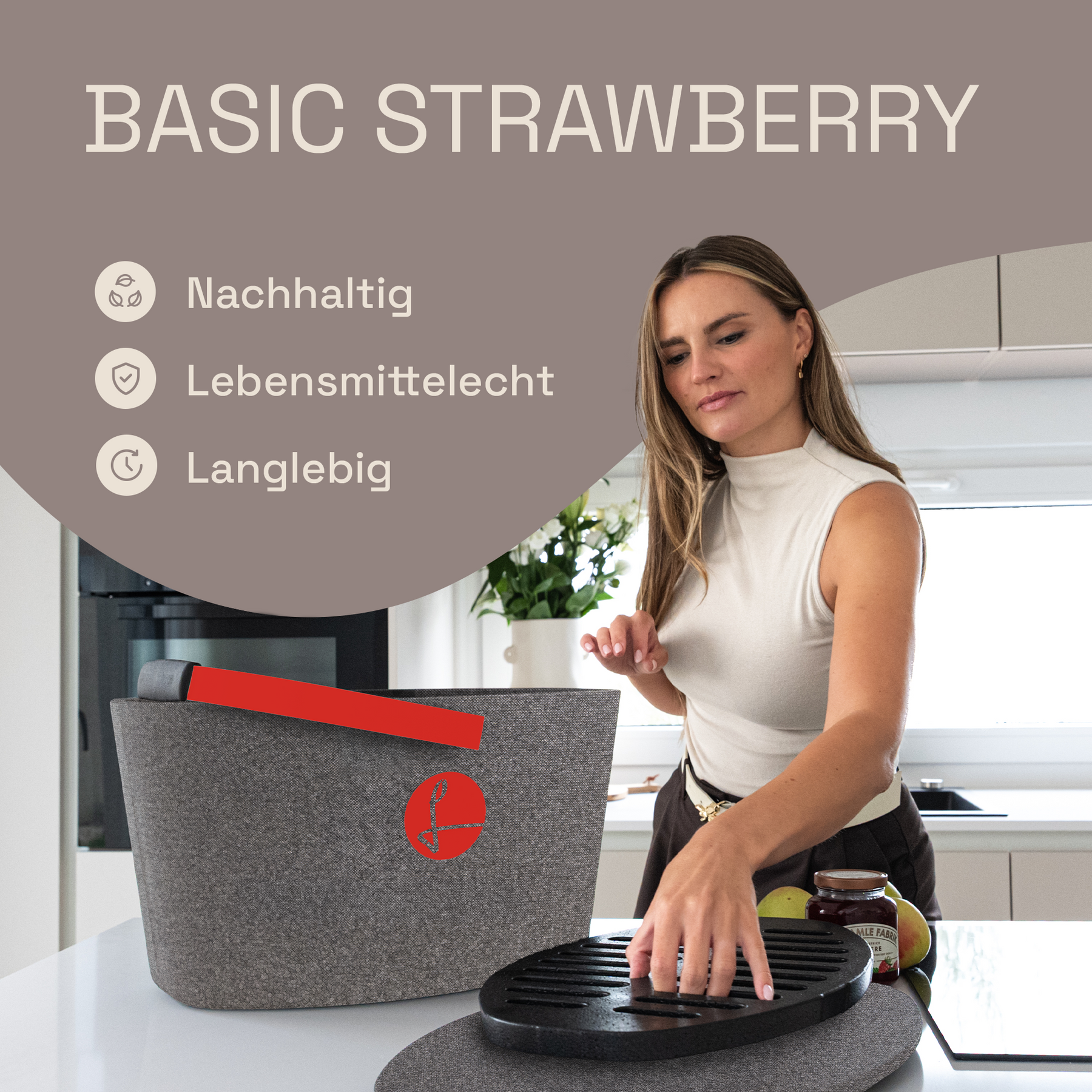 LIEBLINGSKORB Basic silver grey strawberry red
