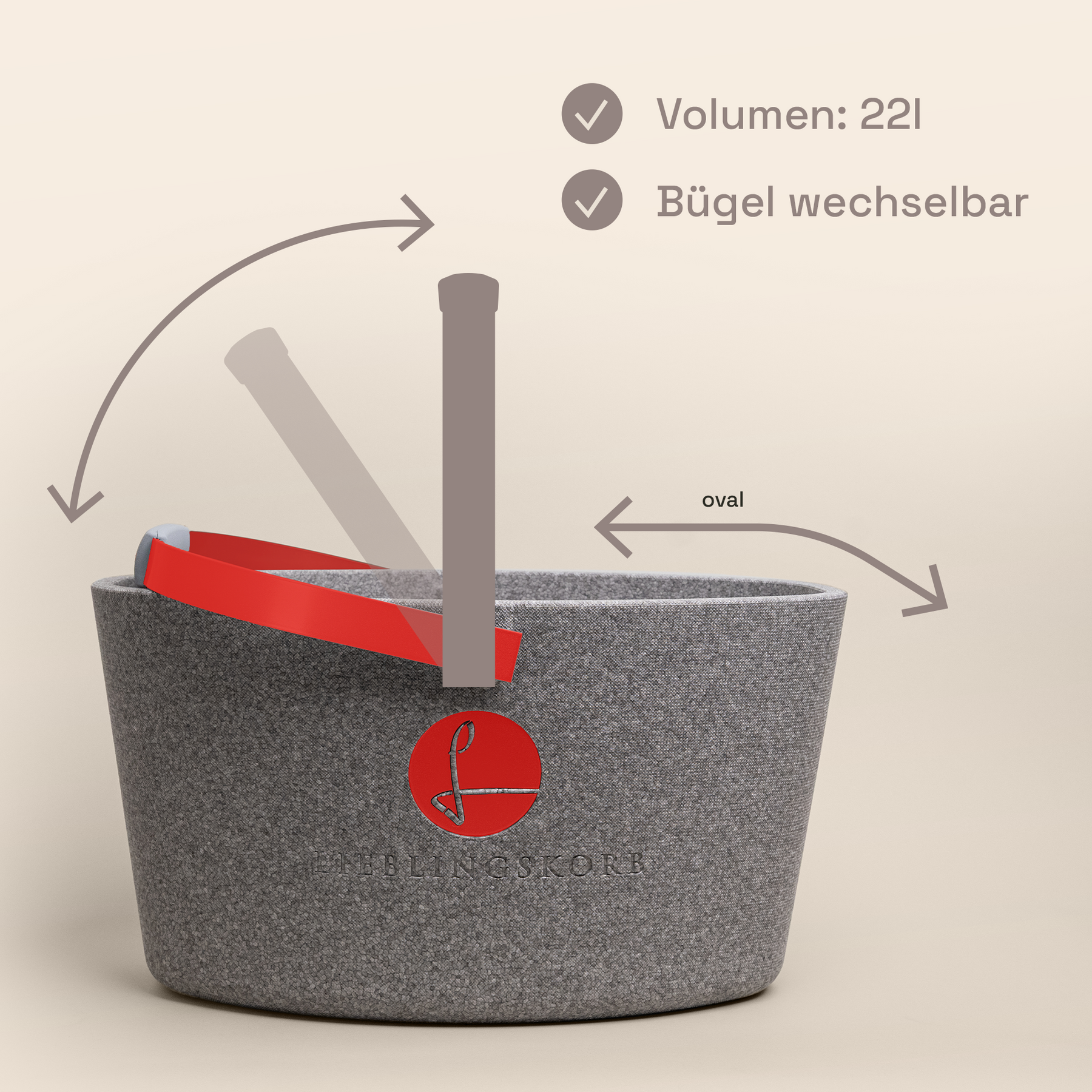 LIEBLINGSKORB Basic silver grey strawberry red