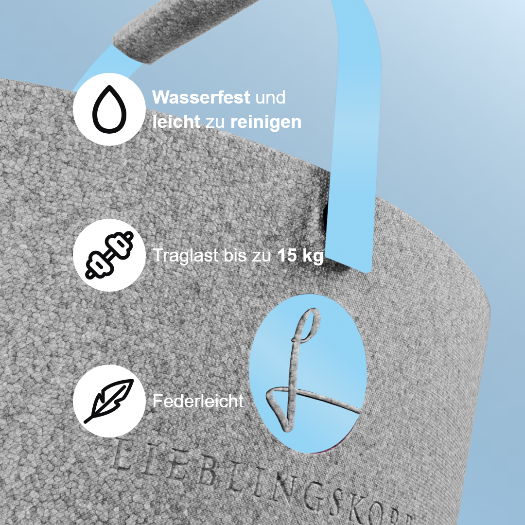 LIEBLINGSKORB Basic silver grey Mykonos blau