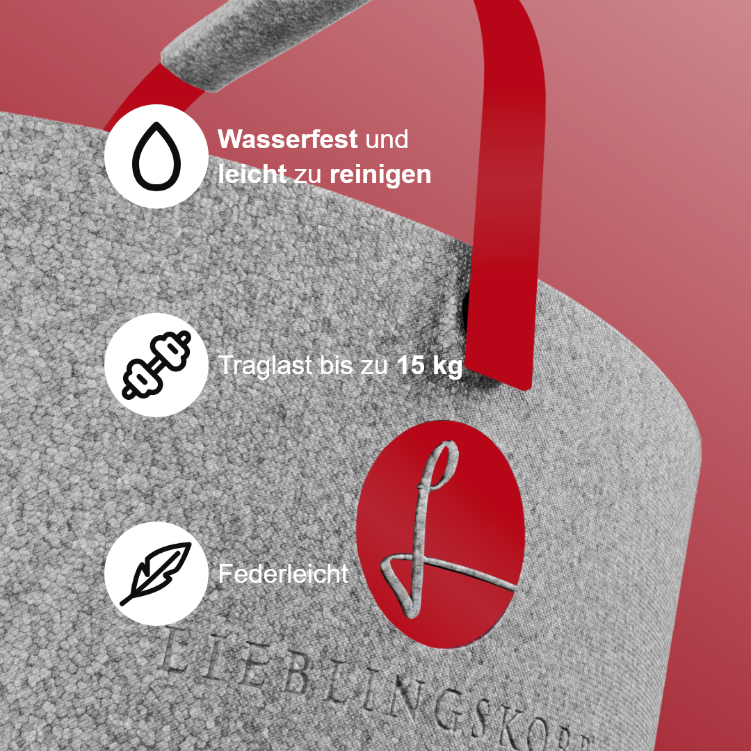 Lieblingskorb in Weinrot Grey, robuster Einkaufskorb aus recycelbarem Material