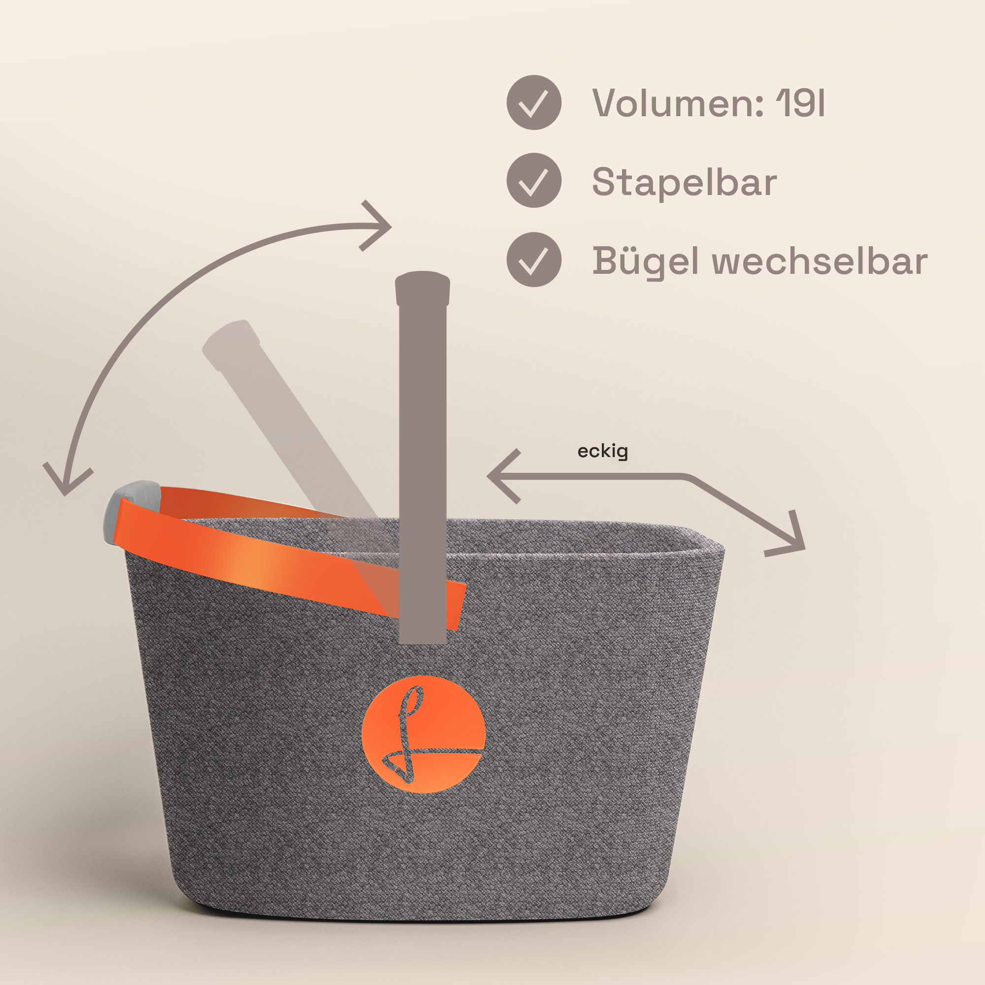 LIEBLINGSKORB® Grey Edge lachsorange