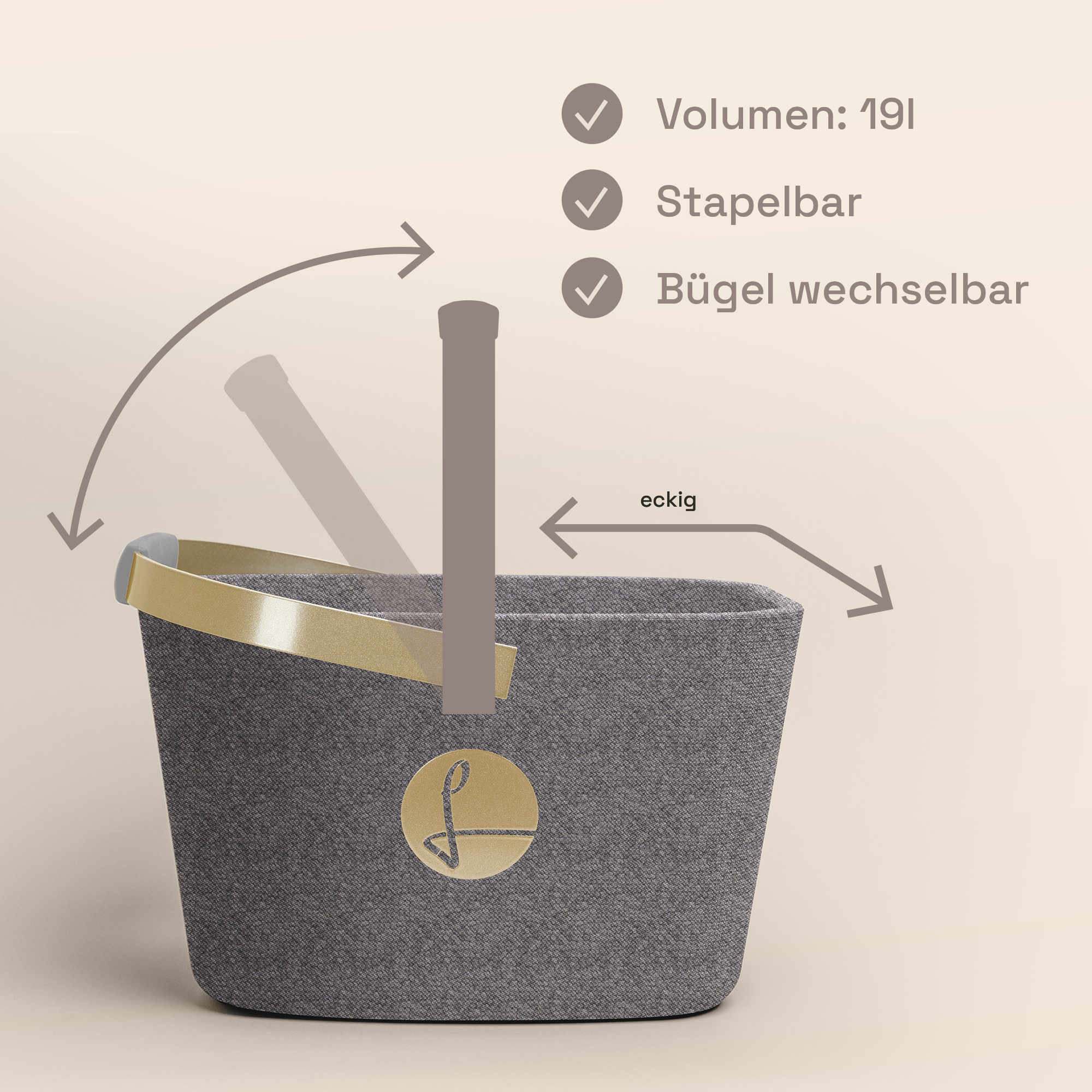 LIEBLINGSKORB® Grey Edge gold