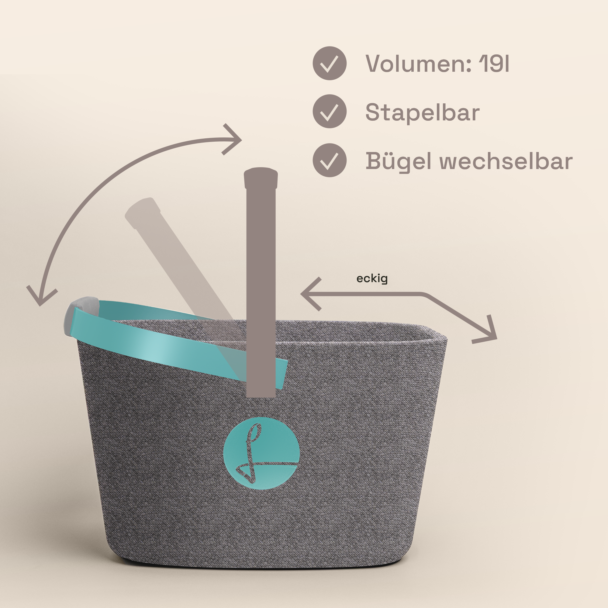 LIEBLINGSKORB® Grey Edge türkis