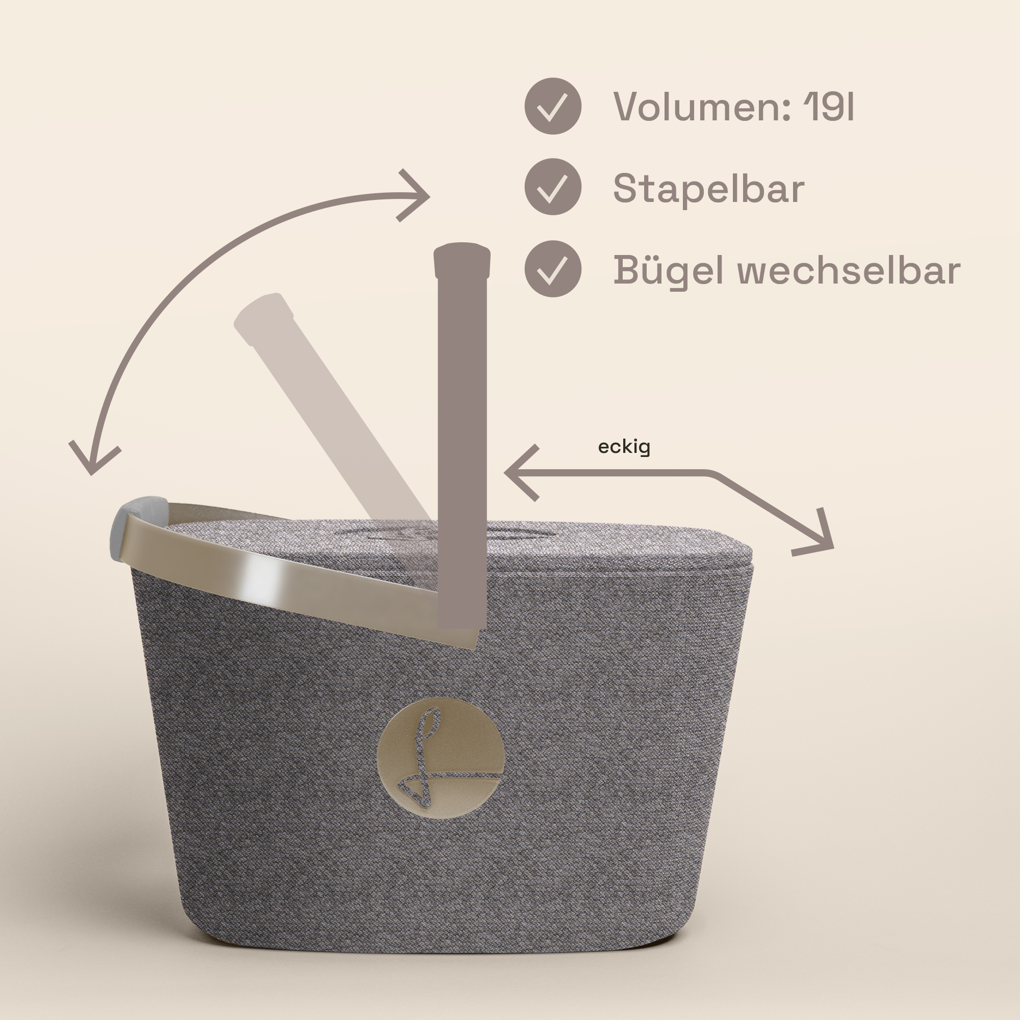 LIEBLINGSKORB® EDGE BUNDLE GREY. Deckel inklusive