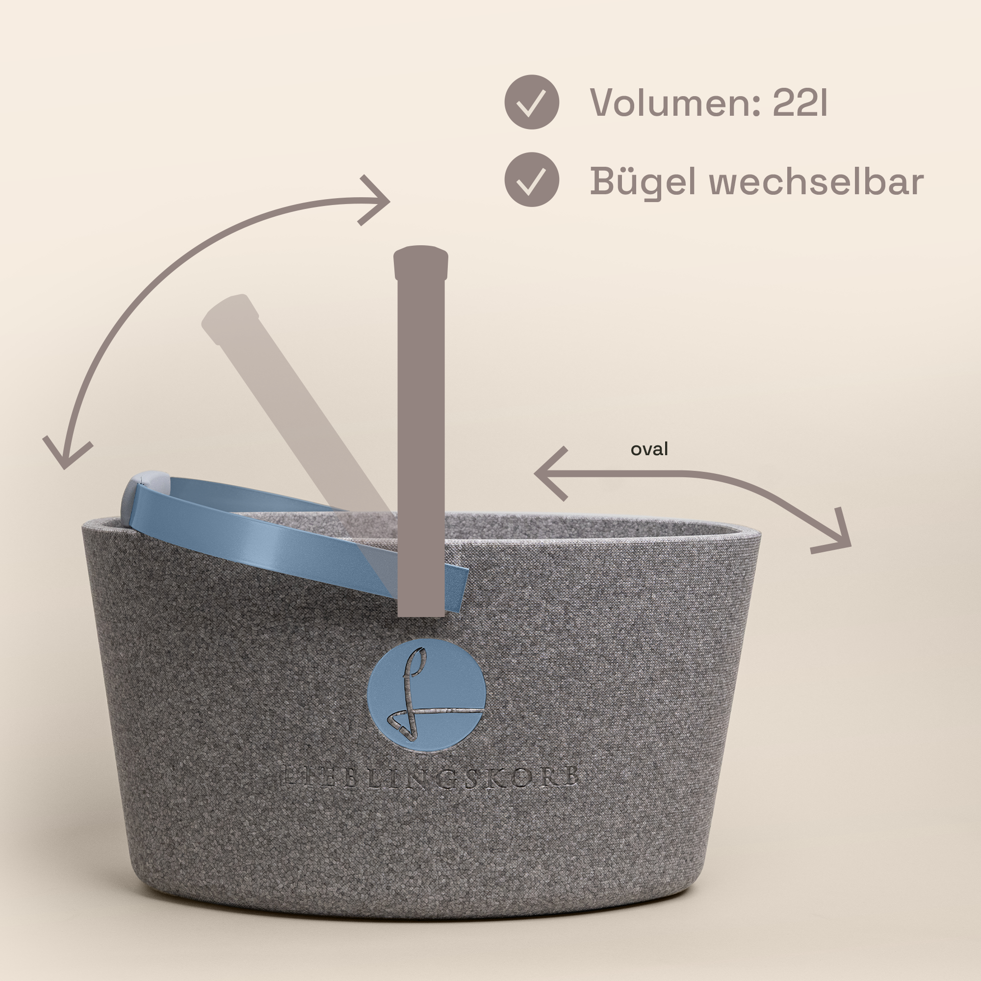 LIEBLINGSKORB® Basic silver grey nordic blue