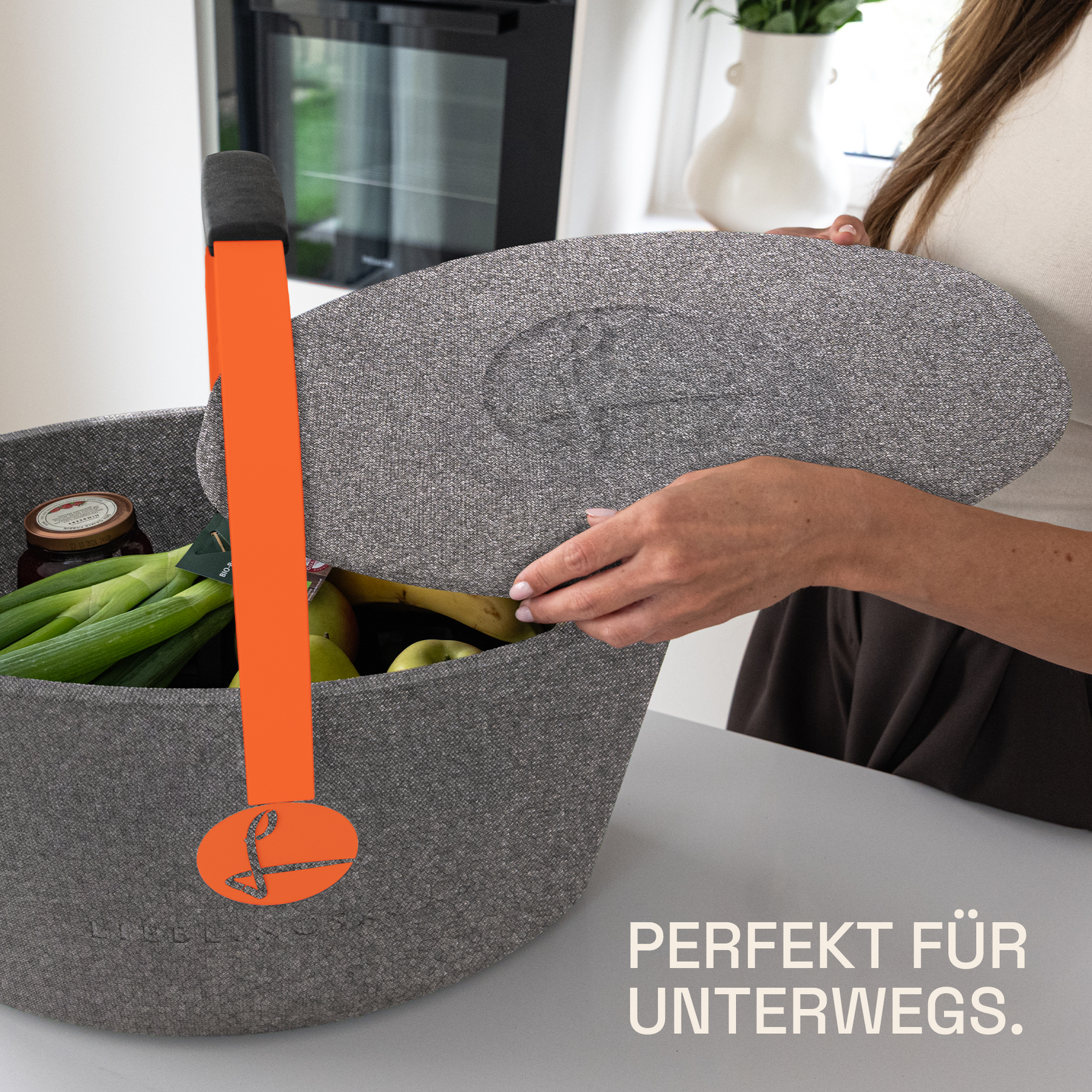 LIEBLINGSKORB Basic silver grey lachsorange