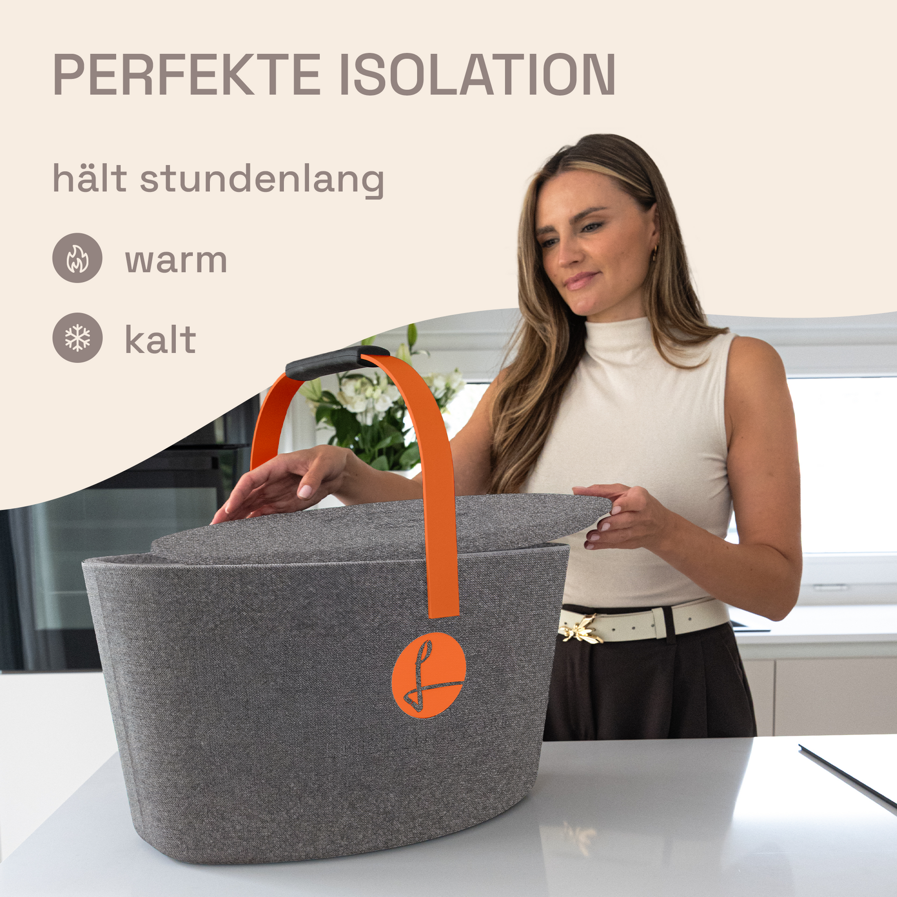 LIEBLINGSKORB Basic silver grey lachsorange