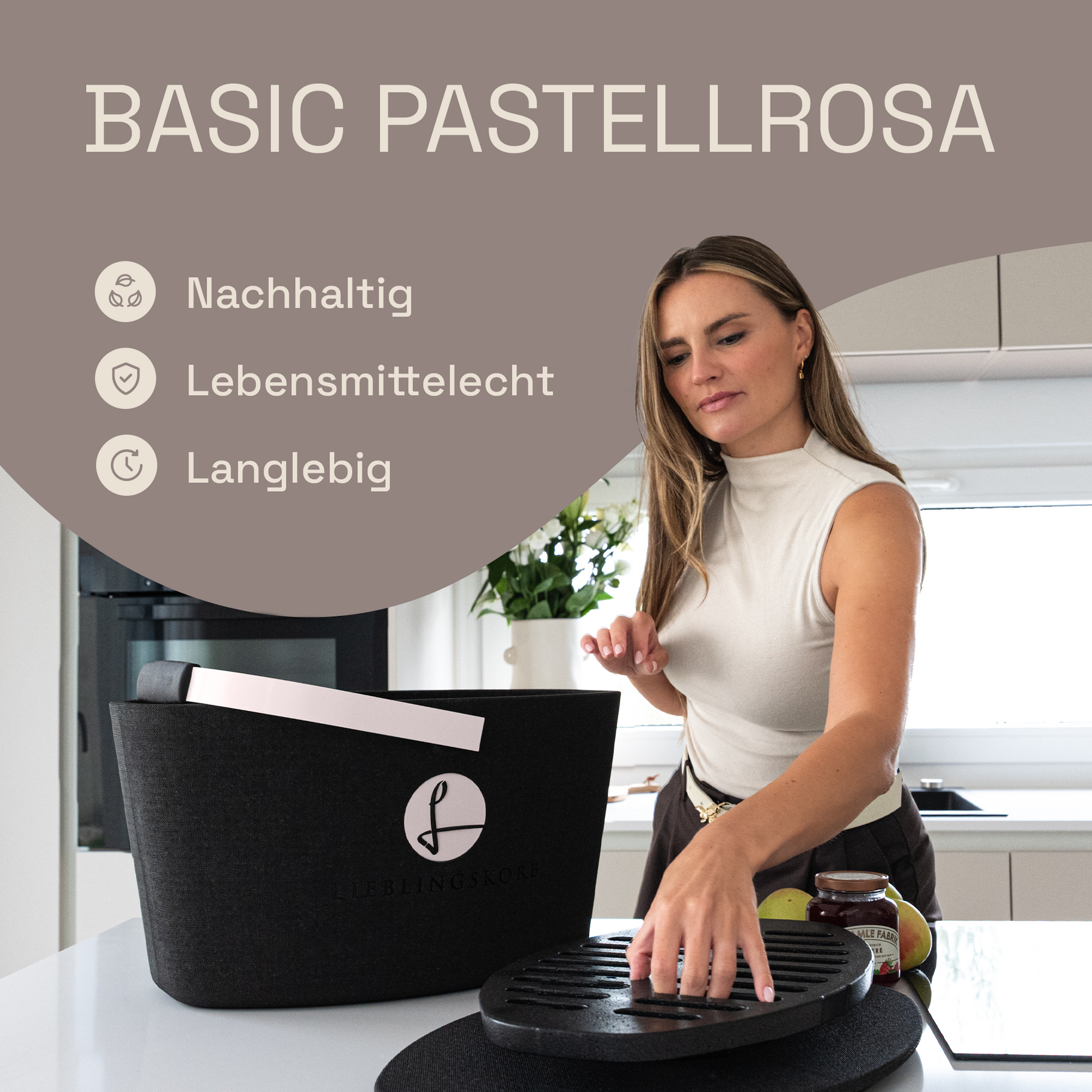 LIEBLINGSKORB Basic deep black pastellrosa